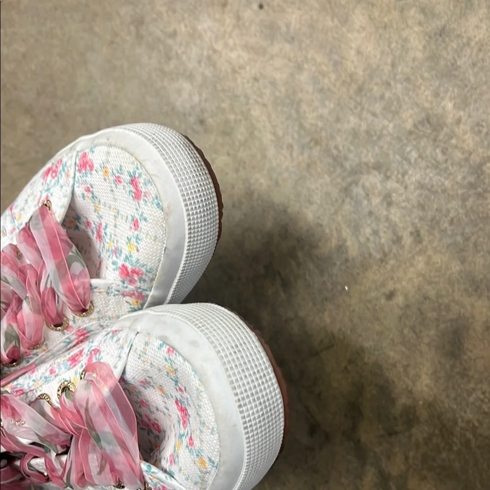 Beautiful Loveshack Fancy × Superga white floral sneakers  size 39/8.5 - Picture 4 of 7